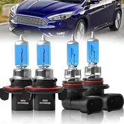 FZPJJNB Fits for FORD F-150 (2004-2014) H13/9008 High/Low Beam Halogen Headlight Bulbs + 9145 Fog Light Bulbs Combo, 300% Brightness Plug-n-Play Light Lamps, Easy to Install, 5500K White Light, 4P