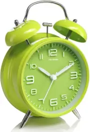 Peakeep 4 Inches Twin Bell Loud Alarm Clock for Heavy Sleepers, 4", Green