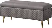 Storage Footstool PU Leather Ottoman Foot Rest Stool Footstool for Toy Box Bed End Shoe Bench Hallway Seating Storage Stool(Dark Gray,80x40x45cm)