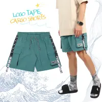 在飛比找Yahoo奇摩購物中心優惠-Nike 海灘褲 Logo Tape Cargo 藍綠 黑 