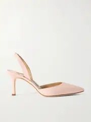 [Manolo Blahnik] Manolo Blahnik - Carolyne 70 Silk Crepe De Chine Slingback Pumps - Pink - IT40 IT 40 Pink