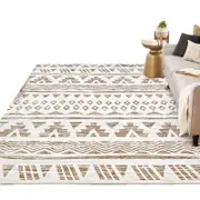 Catzon Modern Rug Fluffy Geometric Washable Non-slip Carpet for Living Room-N