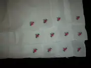 VINTAGE 12 PIECE TABLE CLOTH NAPKINS SET SIZE 10 " INCH SQUARE CROSS STITCH