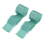 2 Rolls Silk Satin Ribbon, 1.5" 6 Yards Chiffon Fabric Ribbon Dusty Blue