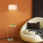 beaysyty Unique Led White Feather Floor Lamp with Tray,Ostrich Feather Stand ...