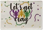 Mardi Gras Carnival Placemat Dining Table, 12 x 18 In Washable Table Mat Home De