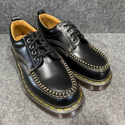 DR. MARTENS Lowell Leather Moc Toe Shoe Unisex Size M7/W8 Black