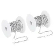 33Ft Curb Chain, Twisted Cuban Link Chain with Spool 5 x 3.5 x 1mm, Silver