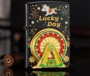Rare Lucky Day Illuminous Double Sided Ferris Wheel Zippo Lighter