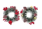 bulk 24 Xmas Snowy Red Berry Wreath 2 Assorted Christmas Decor 15x15cm