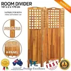 4-Panel Wooden Room Divider Indoor Outdoor Foldable Privacy Screen Partition NEW