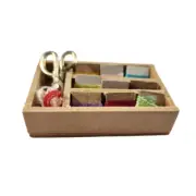 Miniature Sewing Kit Box - Tiny Dollhouse Crafts Threads Scissors