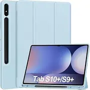 [T Tersely] Flip Case Cover for Samsung Galaxy Tab S10 Plus/ S9 Plus (12.4 Inch), Smart Cover Stand Hard Shell Auto Sleep/Wake UP with Pencil Holder for Galaxy Tab S10+/S9+ - Blue