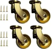 Solid Brass Swivel Castor Wheels,Antique Vintage Gold Furniture Casters,Plate Castor with Screws,360° Rotation,Load 150kg,Replacement for Furniture,Sofa,Chair,Cabinet,Pack of 4 (25mm/1in)