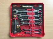 GearWrench 7 Piece SAE Ratcheting Combination Wrench Set – New