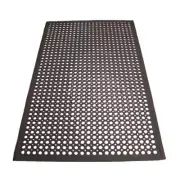 Back of House Rubber Floor Mat Beveled Edge Rolled Black 3x5 Feet x 1/2 Inch