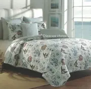 ☆ TROPICAL FISH ☆ King Quilt SeaShells Starfish Nicole Miller Coastal