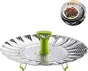 Vegetable Steamers Basket, BetterJonny Stainless Steel Collapsible Steamer Insert Folding Steamer with Anti-hot Extendable Handle and Non-Slip Legs