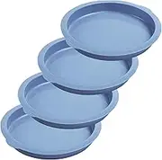Webake Layer Cake Pans, 7 Inch Round Cake Pan Set, Silicone Cake Mold Versatile for Rainbow Cake Vegetable Pancake Taco Shell Pizza Crust Omelet Frittata and Resin Craft (Set of 4)