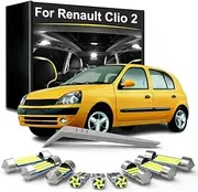 8Pcs LED Light Bulb Kit, For Renault Clio 2 II MK2 1998 1999 2001 2002 2003 2004 2005 Interior Reading Car Accessories