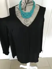 AUTOGRAPH Women’s Black Cold Shoulder TOP Plus Size 14 BRAND NEW RRP $59.99