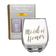 Will You Be My "Maid of Honor" Stemless Wine Glass Gold Lettering by Kate & Milo