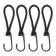 4Pcs Bungee Cord with Hooks 6.3" Rubber Bungee Cords for Outdoor, Black