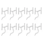 20Sets Slide on End Clasps, 30mm Tube Slider Crimp Cord Ends, Silver White