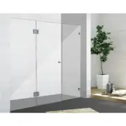 900-2460mm WALL TO WALL Pivot Door Frameless Silver Fittings Shower Screen