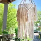Macrame Lamp Shade Handwoven Bohemian Tapestry Tassel Rustic Ceiling Pendant