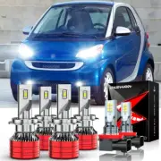 For Smart Fortwo 2008-2015 -6x 6000K LED Headlight High/Low+Fog Light Bulbs Kit