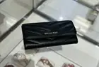 Michael Kors Jet Set Travel Large Gold Tone Trifold Credit Card Wallet Black