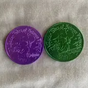 2019 KREWE OF ENDYMION MARDI GRAS DOUBLOONS, SET OF 2 - PURPLE & GREEN!