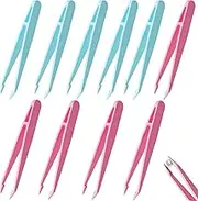 Pack of 10 Plastic Tweezers, Lightweight Plastic Tweezers, 115 mm Multifunctional Bead Tweezers for Bead Crafts, Electronics, DIY, Gauze, Laboratories (Blue/Pink)