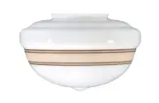 B&P Lamp 6" Fitter, Schoolhouse Opal Shade Tan Band, 12" Dia., 7 1/2" Drop