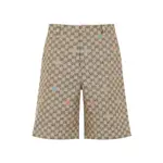 [Gucci] Gucci-Camel Beige Cotton Gg Short Pants-Uomo 48 IT
