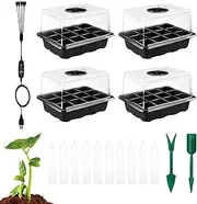 Seedling Starter Trays, Starter Kit with Grow Light, Indoor Gardening Plant Germination Trays, Starter Kit with Timing Controller for Home Gardeners, Greenhouse