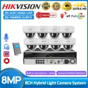 Hikvision 8CH 8MP CCTV Camera System 4K Hybrid Light ColorVu IR Dome Camera MIC
