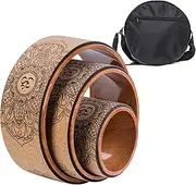 Back Roller Set, Cork Yoga Wheel for Backbends Pain Relief Massages Muscle Pilates Relaxation Balance with Bag.