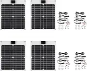 xinyee 15W*4 5V/12V Solar Panel Car Battery Charger with USB DC Chain Output Ports Portable Waterproof Power Trickle Battery Charger & Maintainer for Car Boat Automotive RV Phones, Laptop Sports Camer