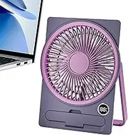 Desk Fan | USB Rechargeable Mini Fan | Electric Personal Cooling Tool Lcd Digital Display USB Powered Hangable Standing for Kitchen Student Dormitory Home Office