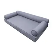 |SLIPCOVER ONLY|S6 Daybed Bolster Pillow Covers Contrast Piped Trim Queen AD001