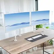 Dual Monitor Mount for Desk White Dual Monitor Stand Monitor Arm for 2 Screens Heavy Duty Fully Adjustable Steel Stand Monitor Holder Stand for Office Single Monitor Arm