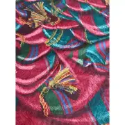 Vtg Upholstery Fabric 5 Yds Swag Tassels Trompe L'oeil Chintz Hollywood Regency