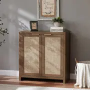 Hampstead Shoe Cabinet/Buffet/Sideboard/Accent Cabinet with Rattan Doors Walnut