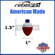 1" inch - PEAR - RED & WHITE - Fishing Bobber Float - 10 to 1000 Count Packs