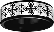 [JewelryWeb] Stainless Steel Mens Religious Faith Cross Laser Pattern Comfort-Fit Wedding Band Ring10-Wedding-Band for Men