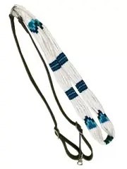 Showman Blue & White Corded & Leather Contest/Roping Reins