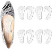 JOYAUS [4 Pairs] Arch Support Shoe Insoles for Flat Feet, Gel Arch Inserts for Plantar Fasciitis, Adhesive Arch Pad for Relieve Pressure and Feet Pain (Clear)