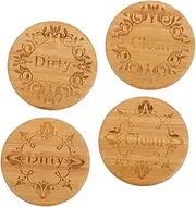 Strongest Magnet Dishwasher Clean/Dirty Sign Bamboo Finish Scratch-Resistant Compact Portable Home Necessity